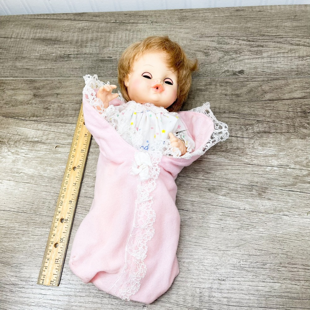 Vintage 1972 Horsman Baby Doll Pull String Pink Bunting Sleepy Eyes 12‎ Inch - Picture 6 of 15